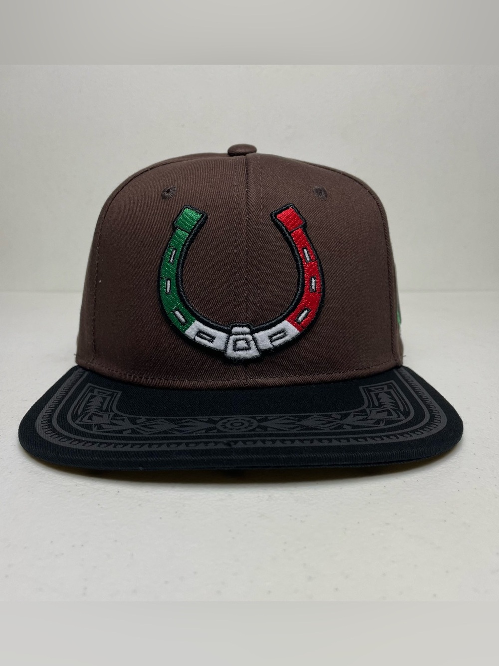 Mexico Flag Horseshoe Embroidered Baseball Cap, Flat Brim, Wester Style